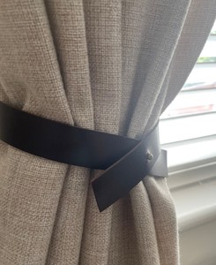 Leather Curtain Tie Back Cross Design , Leather Curtain Ties, Leather <b>Tieback</b> Holder - Product Image 2