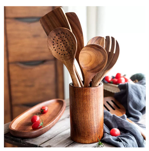 Customized <b>Wooden</b> <b>Spatula</b> Utensil Wood Kitchen Cooking Tools Set Salad Acacia Wood Cookware Spoon for Nonstick Pots - Product Image 3