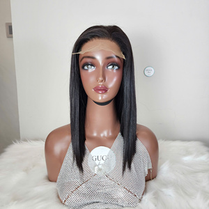 Mayorista 100% Cabello virgen con cutícula alineada Doble dibujado 5*5 Cierre Hueso Recto Peluca rizada corta con HD Pelucas de cabello humano de encaje - Product Image 1