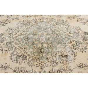 Vintage Turkish Rug, 4.4x8.5 ft Area Rug, White <b>Brown</b> Striped Rug - Product Image 4