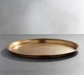 Plateau de service en métal rond classique d'Amazon avec bordure brillante dorée pour une utilisation polyvalente dans la cuisine domestique - Product Image 4