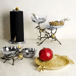 Cuenco doble de metal decorativo de Granada real para frutas secas y aperitivos - Product Image 2