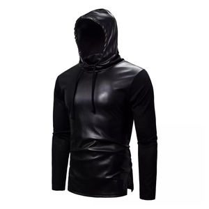 100% pull à capuche en cuir de haute qualité pour hommes/couleur unie et motif hommes sweat à capuche en cuir - Product Image 1
