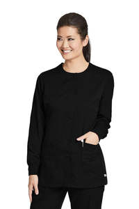 Blouse de travail en coton polyester de qualité supérieure pour femmes médecins |   Veste de travail d'hôpital à manches longues avec poches et fermeture à pression - Product Image 4