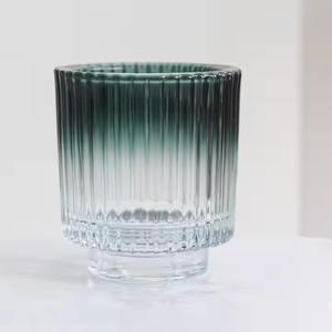 Pot à bougie en verre bleu décoratif, porte-bougie givré pour la décoration de la maison, éclairage - Product Image 5