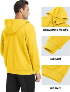 Sweat-shirt à capuche pour homme 100% coton, chaud pour l'hiver, coupe ample, poche kangourou, tissu polaire, coupe classique, motif uni - Product Image 6