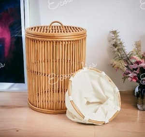 Gran oferta, cesta de lavandería de ratán de bambú hecha a mano, cesto de Sauce de mimbre de caña para almacenamiento de ropa sucia, contenedores de almacenamiento personalizados - Product Image 3