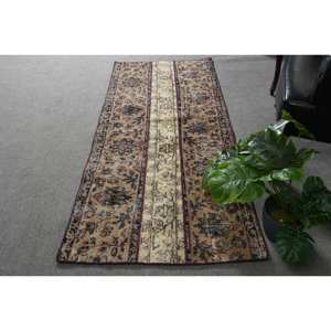 พรมขนแกะตุรกี6.4ft วินเทจผ้าทอสีเบจสีน้ำตาลและสีเบจสำหรับตกแต่งห้องนั่งเล่นด้วยลาเท็กซ์ - Product Image 1