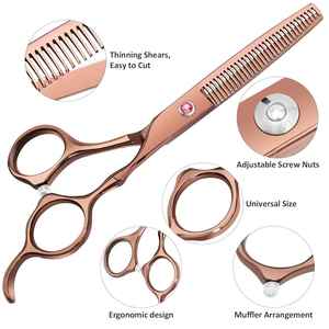Juego de tijeras de adelgazamiento de peluquero ligeras para diestros de acero inoxidable profesional, uso de salón multifuncional, regalo de grado A + para - Product Image 2