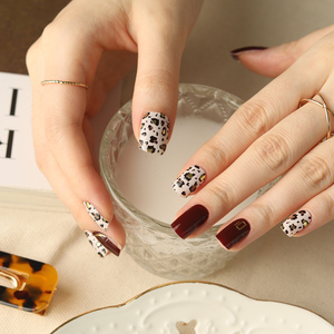 Tiras de uñas de gel 3D de leopardo Borgoña más vendidas #45695 pegatinas de uñas fáciles de aplicar de alta calidad hechas en Corea para decoración de salón - Product Image 5
