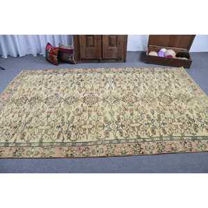Turkish Rug, 5.4x8.9 ft Vintage Rug, <b>Brown</b> Ikat <b>Wool</b> Rug - Product Image 3