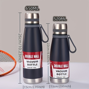 CL 650ml Stainless Steel Vacuum Insulated Carbonated Beverage <b>Bottle</b> Portable Sports <b>Thermos</b> with Carry Loop - Product Image 6