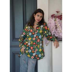 เสื้อเชิ้ตสีเขียวลายดอกไม้ ระบายอากาศได้ดี - Product Image 2