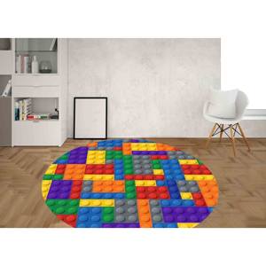 Colorful Building Blocks Round <b>Rug</b> - Playroom <b>Chenille</b> <b>Rug</b> - Product Image 3