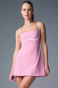 Vestido Deportivo Sin Tirantes, Cómodo, Transpirable, Informal, para Fitness, Yoga, Tenis, Color Sólido en la Parte Delantera, Efecto de Dos Piezas - Product Image 3