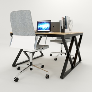 HBXC008 XConcept Assembly 2-Piece Minimalist <b>Desk</b> 120x120 Cluster Design - Product Image 2