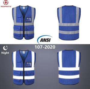 Khả năng hiển thị cao lưới phản quang an toàn vest 150Gsm vải polyester huỳnh quang màu vàng bảo hộ lao động với logo cho công nhân nhà máy - Product Image 5