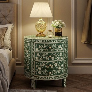 Muebles de Salón Modernos Personalizados con Incrustaciones de Hueso Floral, Mesa de Noche y Cómoda Hechas a Mano en India - Product Image 4
