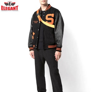 Leather Sleeve Varsity <b>Jackets</b> for <b>Men</b> Hot Selling OEM Wholesale Custom Logo Print Unique Style Outer Wear - Product Image 4
