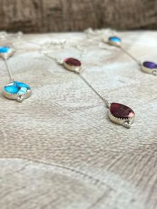 สร้อยคอหินหลายชิ้นทำด้วยมือเงินสเตอร์ลิงพร้อมอัญมณีธรรมชาติที่เป็นเอกลักษณ์ของขวัญเครื่องประดับสำหรับผู้หญิงและเด็กผู้หญิง - Product Image 5