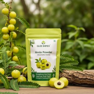 Poudre d'Amla Cosmétique Premium Glee Impex, Qualité Cosmétique Verte 50g, Lavable, Favorisant la Croissance Capillaire, Vente en Gros, Emballage Personnalisé - Product Image 1