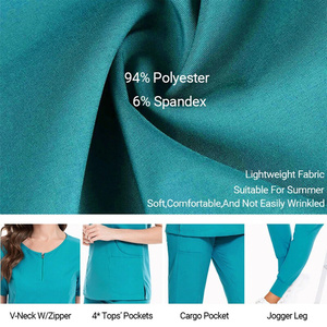 Conjuntos de Uniformes Médicos OEM de Manga Corta para Enfermeras, Trajes Quirúrgicos Personalizados de Spandex/Poliéster, Venta Caliente - Product Image 2