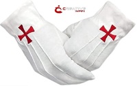 Gants maçonniques en coton 100% blancs à la croix rouge des Chevaliers Templiers, durables, respirants, écologiques, longueur poignet, compatibles écran tactile