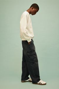 Pantalones vaqueros holgados Cargo de algodón para hombre, pantalones vaqueros azul oscuro relajados de alta calidad, pierna redondeada, pila de tobillo, pantalones Cargo personalizados ODM y OEM - Product Image 6