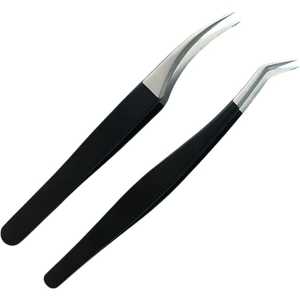 Juego de 2 pinzas para pestañas de la mejor calidad, instrumentos de belleza recubiertos de color negro de TARIQ MFG CO - Product Image 5