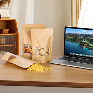 Sacs en papier en carton kraft refermables de 4x6 pouces avec fermeture à glissière transparente anti-odeur pour le stockage des aliments - Product Image 5