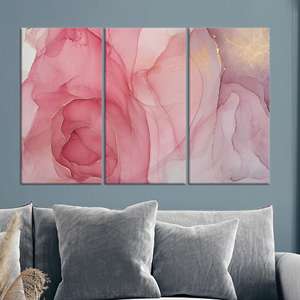 Impression sur toile abstraite élégante rose et or, art mural moderne, lot de 3 toiles - Product Image 1
