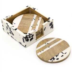 100% Premium Quality Classic Eco-Friendly <b>Set</b> of <b>Wooden</b> <b>Tea</b> Coaster with Resin Work - Product Image 1