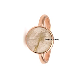 2025 RJR0227 mujeres estilo clásico 925 plata esterlina bisel ajuste piedra preciosa anillo Natural oro rutilo cuarzo chapado en oro rosa - Product Image 3