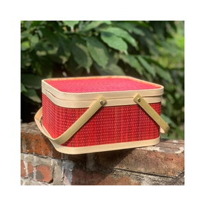 Matériau en bambou tissage corbeille à papier bambou ouvert fait à la main en bois bambou pique-nique panier palais rétro cadeau - Product Image 2