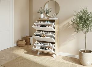 ชั้นวางรองเท้าแบบพับได้ 3 ชั้น รุ่น SC217 สีขาวโอ๊คโซมา ดีไซน์ทันสมัย ขายดี ประกอบเองได้ เหมาะสำหรับห้องนั่งเล่นและอพาร์ทเม้นท์ - Product Image 2