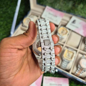Wholesale Quartz Silver Watch Mens Iced Out Full Diamond Stainless Steel Luxury Hip Hop Bling <b>Waterproof</b> <b>Wristwatch</b> - Product Image 4