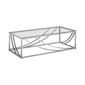 Meubles de Maison Accessoires Table Basse Décorative Chambre ou Salle à Manger Table Basse Décorative en Aluminium avec Plateau en Verre - Product Image 2