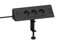 US Plug soket ekstensi Strip daya listrik Multi Plug Industrial 3 AC Outlet hitam 2 USB-A 2 USB-C Perlindungan lonjakan api