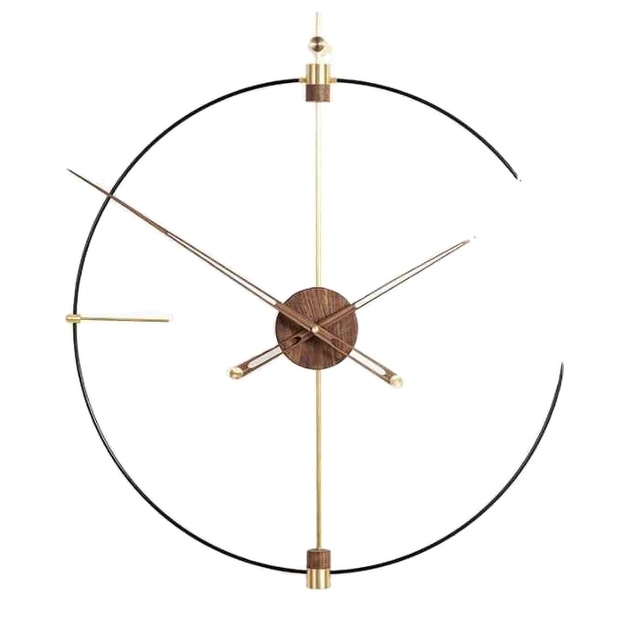 Creative Minimalist Wall Clock Modern Design Large Wall Clock Metal Wooden Silent Living Room Luxury Gold Home Decor Color 2023