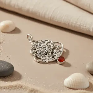 Colgante Geométrico de Plata 925 con Baño de Rodio y Cornalina para Regalo de Mujer - Product Image 2