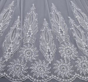 Accessoires de Mariée Voiles Longs Dupatta Luxe Tulle Dentelle Élégant Toucher Doux Bordure Appliquée Taille Personnalisée Tenues de Mariée Dentelle Florale - Product Image 4