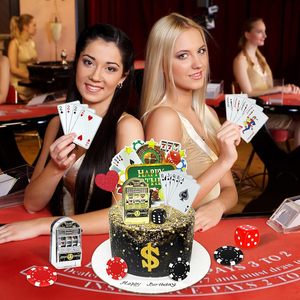 Ensemble de décorations de gâteau de <span class=keywords><strong>casino</strong></span> avec mini-machine à sous, décorations de cupcakes de poker pour la soirée de jeux de Las Vegas, décorations de fête d'anniversaire - Product Image 3