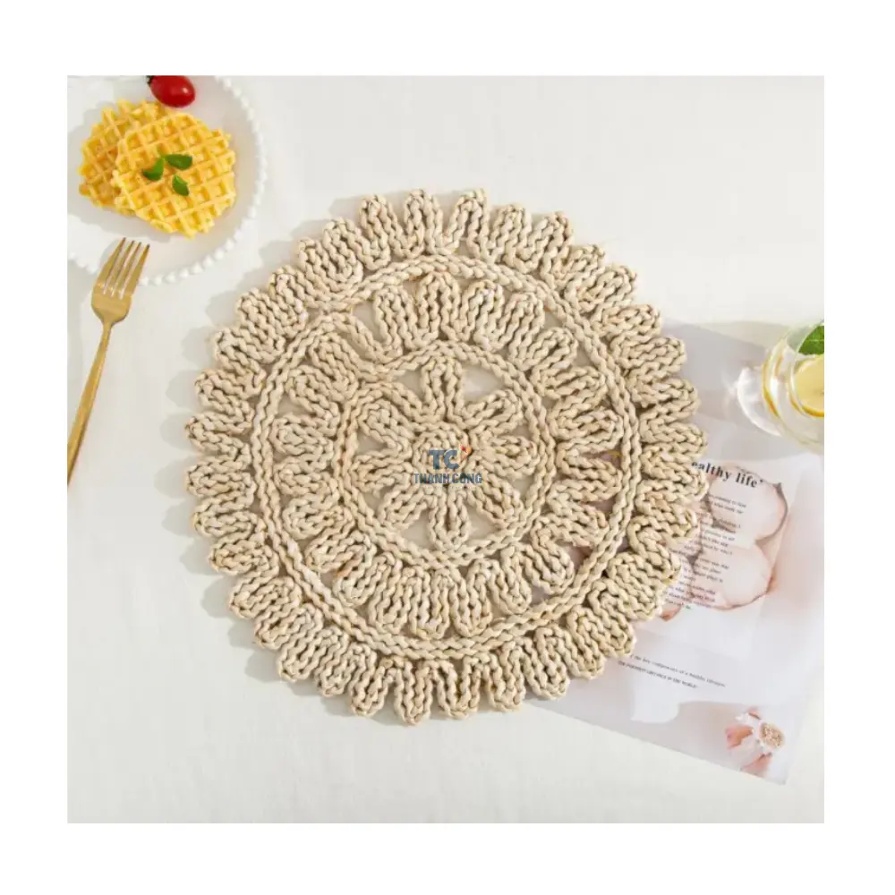 Round Water Hyacinth Dinner Pad Mat Placemat Tablemat For Wedding Woven Charger Plate BOHO Kitchen Table Decor Coasters Mats