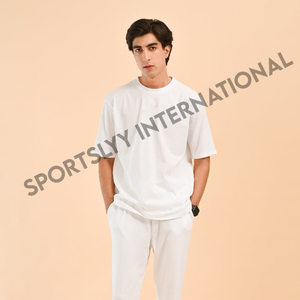 เสื้อยืดผู้ชาย 100% ผ้าฝ้าย ทรงโอเวอร์ไซส์ แบบพอดีตัว รับสกรีนโลโก้ ดีไซน์เรียบๆ สำหรับออกกำลังกาย หรือพิมพ์ลาย - Product Image 4