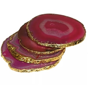 Posavasos de Ágata Rosa Natural al por Mayor, Posavasos de Piedra Preciosa Pulida para Bebidas, Decoración del Hogar - Product Image 4