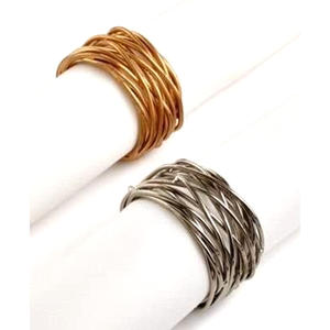 Anillo de latón dorado con forma de cilindro único, servilletas hechas a mano, vajilla de alta calidad, anillo de oro real para restaurante - Product Image 5