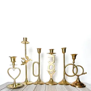 Suporte de vela de natal em latão, conjunto de 6 peças para decoração de jardim e casa, com preço mais baixo, novidade