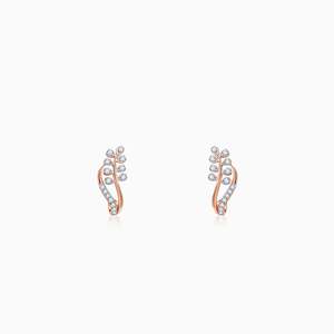 Boucles d'Oreilles en Diamant Feuilles Murales en Or Rose - Product Image 4