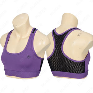 Soutiens-gorge de sport personnalisés en spandex/nylon, confort et maintien, taille élastique, yoga, uni, mi-taille, longueur intégrale, extensible dans les quatre sens, couleur contrastée - Product Image 1