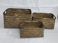 Lot de paniers en bambou OEM écologiques certifiés CE/UE avec poignées, design personnalisable, multifonctionnels, gain de place pour le rangement